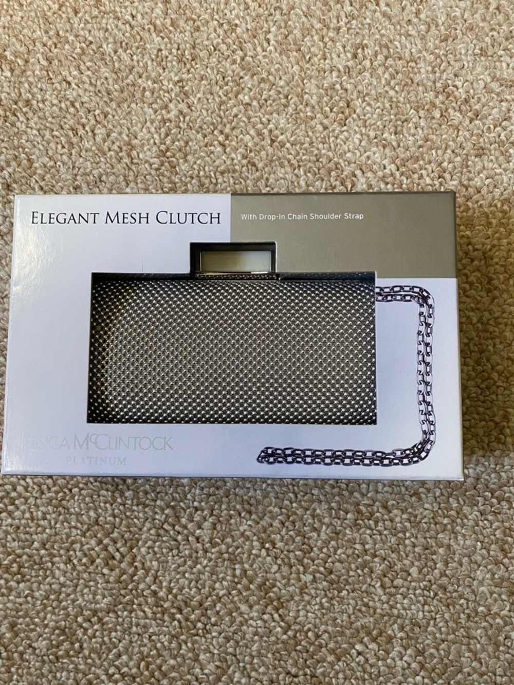 Jessica McClintock Platinum Mesh Clutch